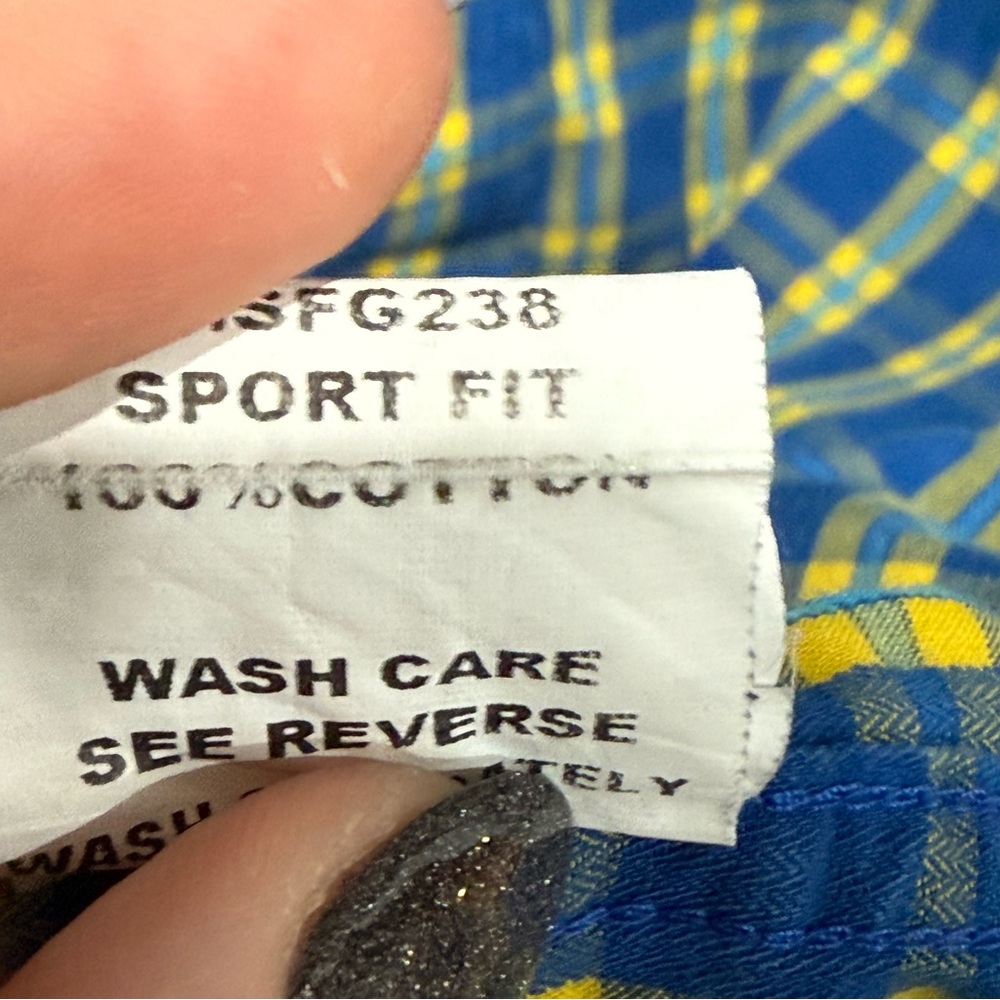 Allen Solly Sport Fit Blue Yellow Plaid Button Up Shirt XL (44)‎ Office Corp - Picture 10 of 15